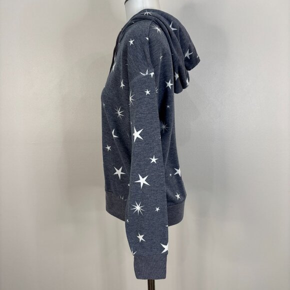 Wildfox Sweatshirt Medium Blue Stars Cropped Hoodie Pullover Women's Casual - Picture 4 of 10